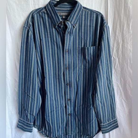 Dark Denim Striped Button Down Shirt - Picture 2 of 4
